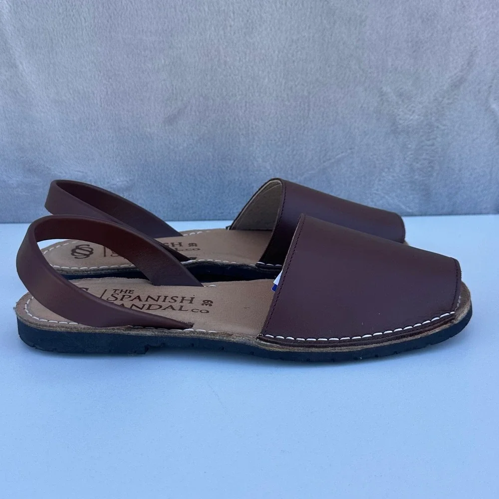 The Spanish Sandal Co Brown Leather Avarca Menorquina Slingback Sandals Size 39